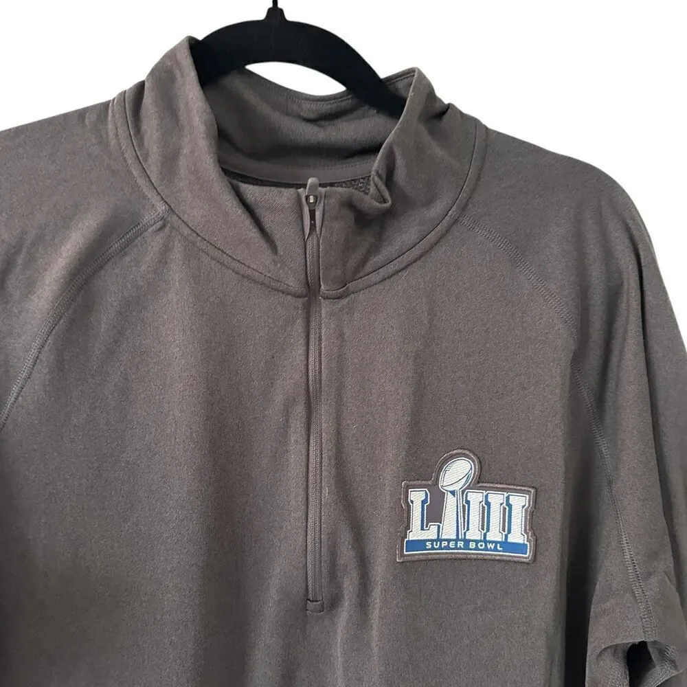 NFL Superbowl LIII (2019)‎ Nike Dri-Fit 1/4 Zip Grey Pullover Running Shirt XL